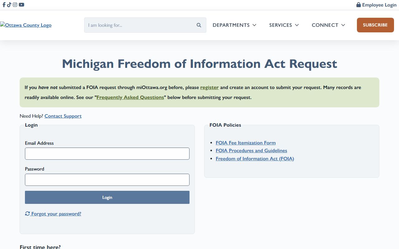 Ottawa County public records FOIA Tracker portal