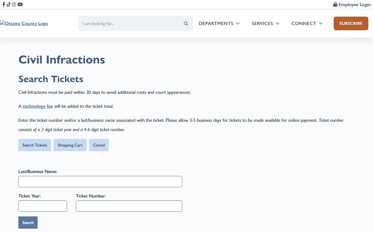 Ottawa County traffic court records civil infraction payment portal